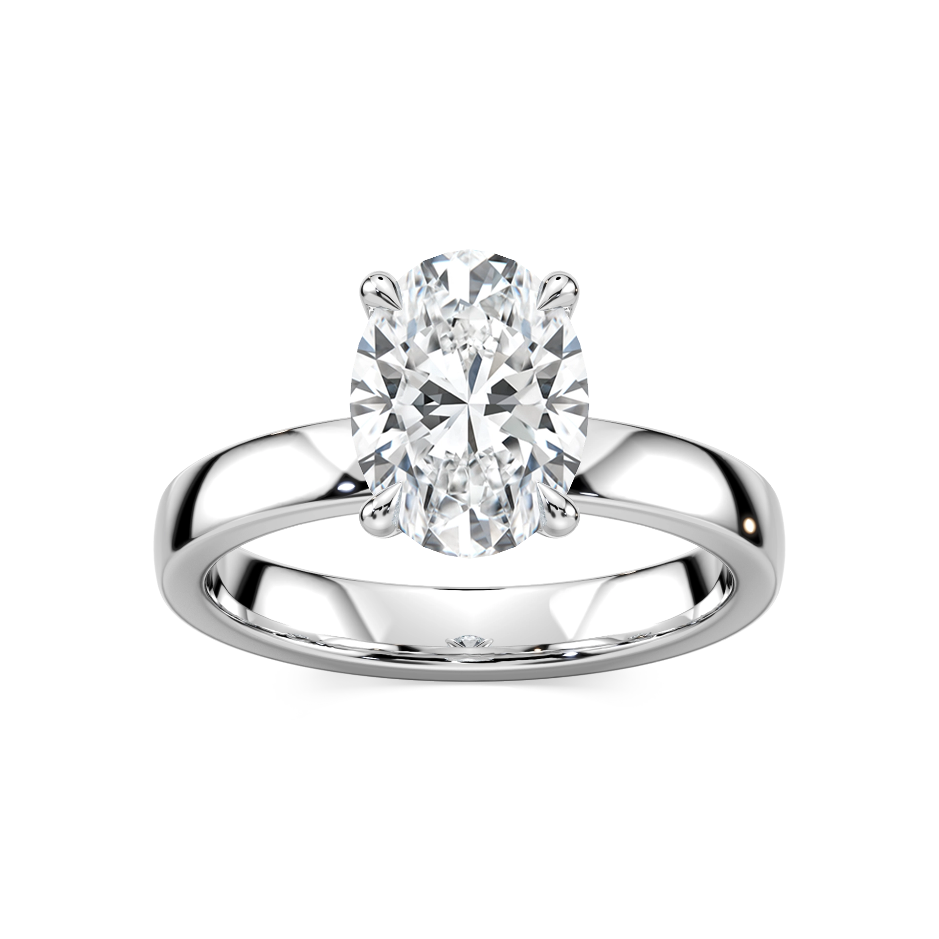 Maya Oval Lab Grown Diamond 3mm Cigar Band Solitaire Engagement Ring
