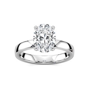 Maya Oval Lab Grown Diamond 3mm Cigar Band Solitaire Engagement Ring