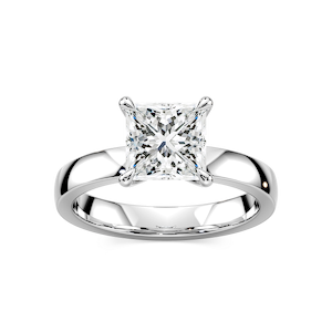 Maya Princess Lab Grown Diamond 3mm Cigar Band Solitaire Engagement Ring