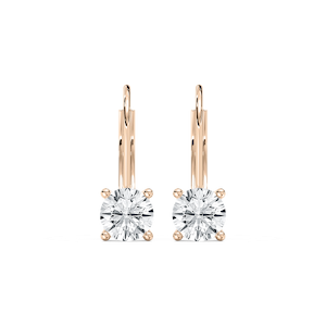 Round Lab Grown Diamond Leverback Basket Drop Earrings