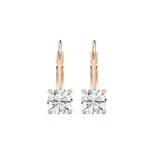 Round Lab Grown Diamond Leverback Basket Drop Earrings