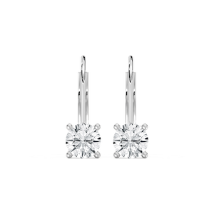 Round Lab Grown Diamond Leverback Basket Drop Earrings