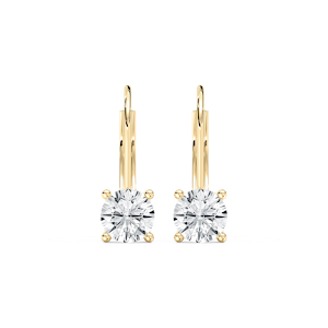 Round Lab Grown Diamond Leverback Basket Drop Earrings