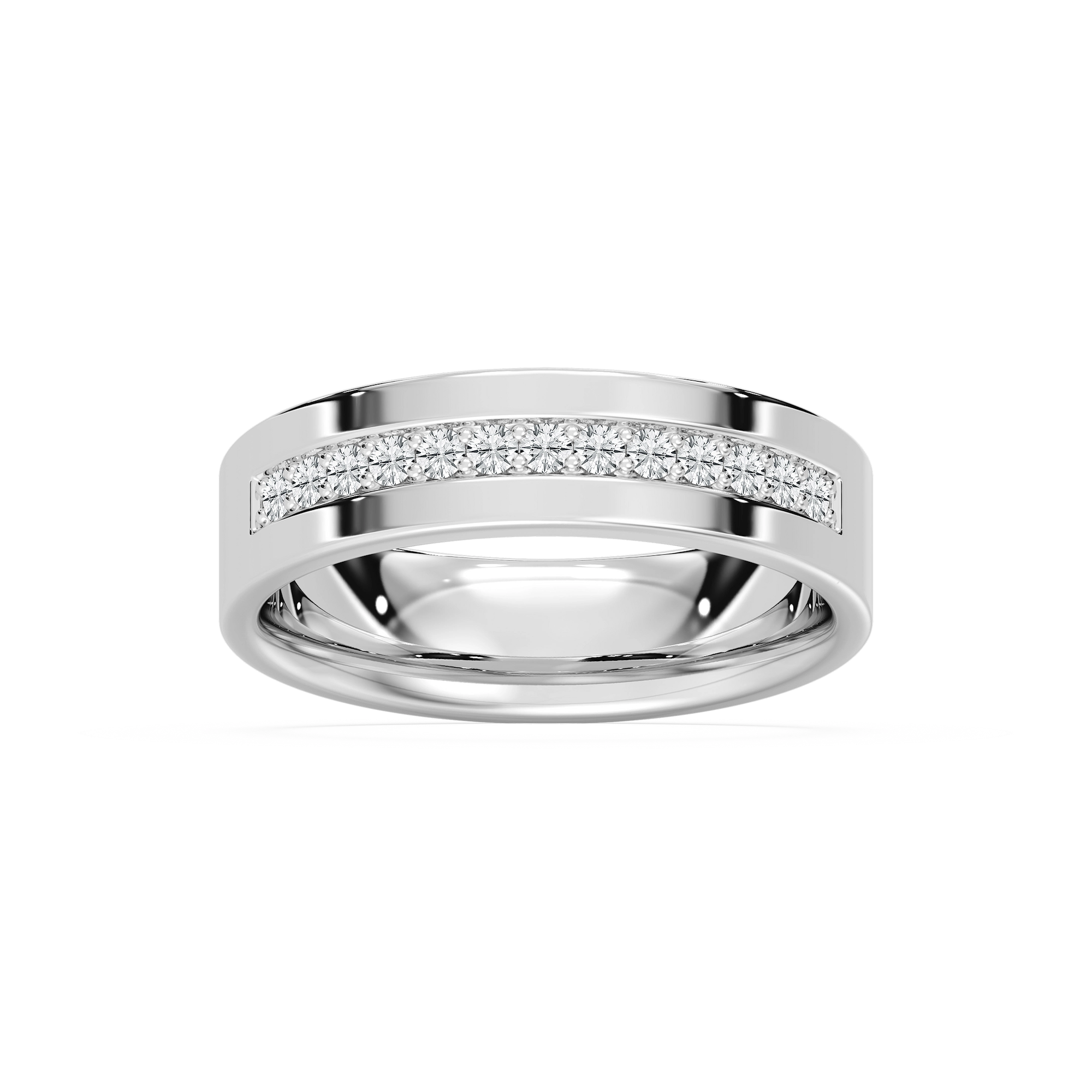 Beau Flat Edge Channel Wider Band in Rose Gold