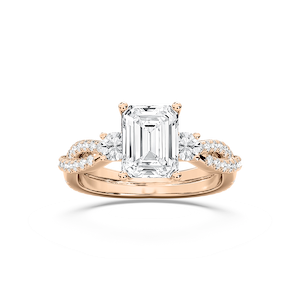 Bella 2 ¾ ctw Emerald Lab Grown Diamond Twist Side Stone Engagement Ring