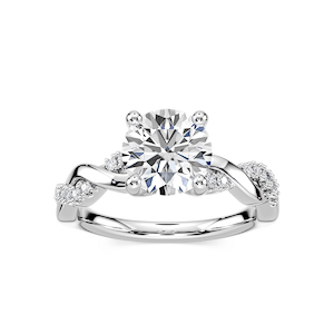 Sadie Round Lab Grown Diamond Twist Side Stone Engagement Ring