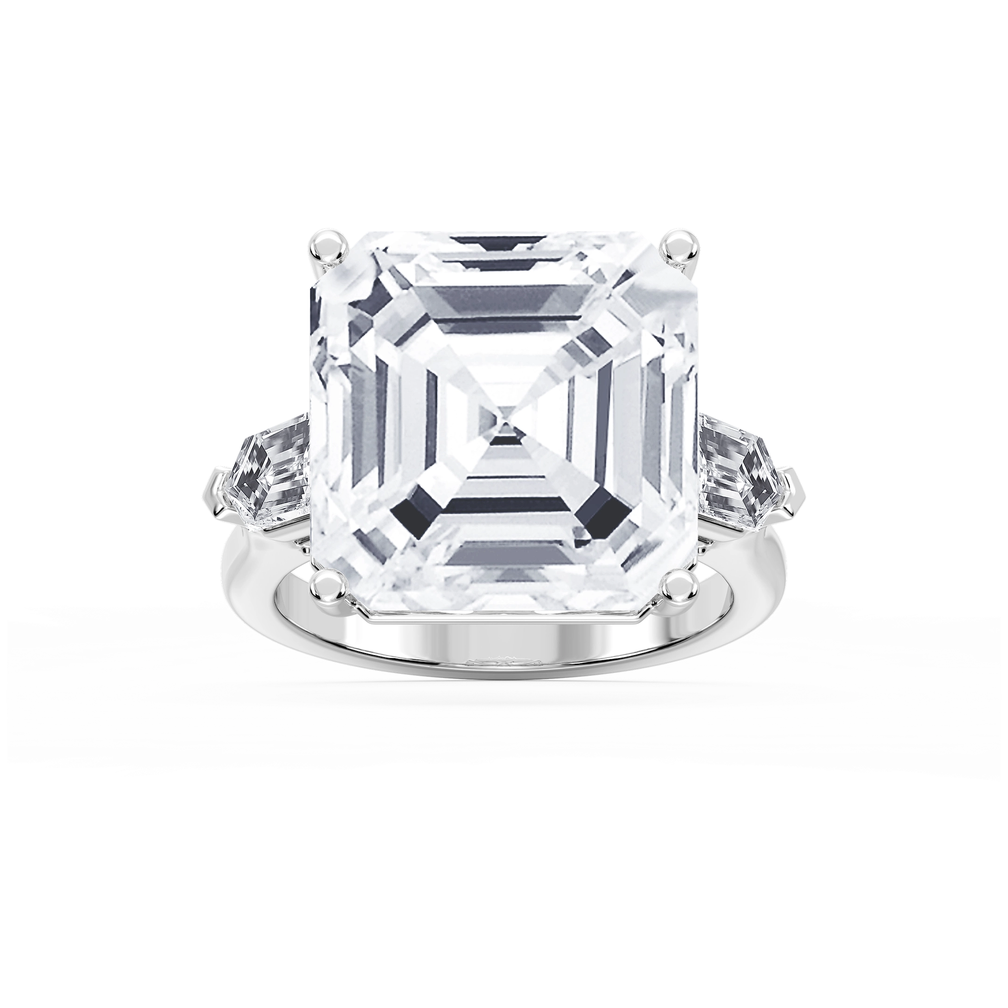 Beth 21 ⅕ ctw Asscher Lab Grown Diamond Three Stone Engagement Ring - Signature Collection