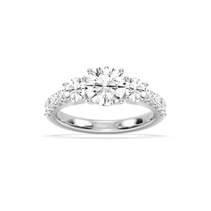 Betty 2 ½ ctw Round Lab Grown Diamond Trellis Three Stone Engagement Ring