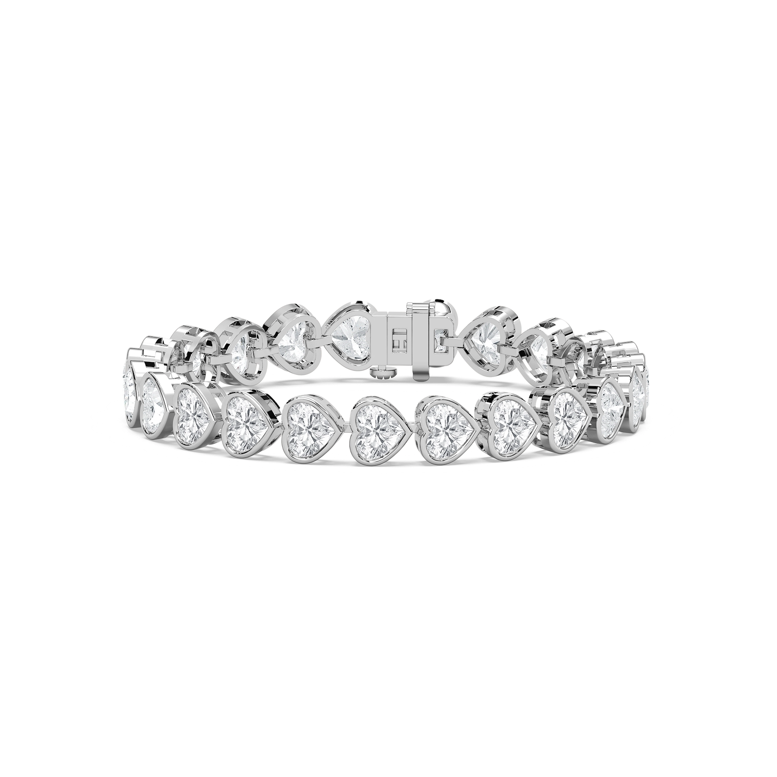 Bezel Heart Link Bracelet in Rose Gold