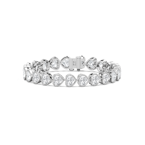 23 ctw Heart Lab Grown Diamond East West Bezel Set Tennis Bracelet  - 7 Inches
