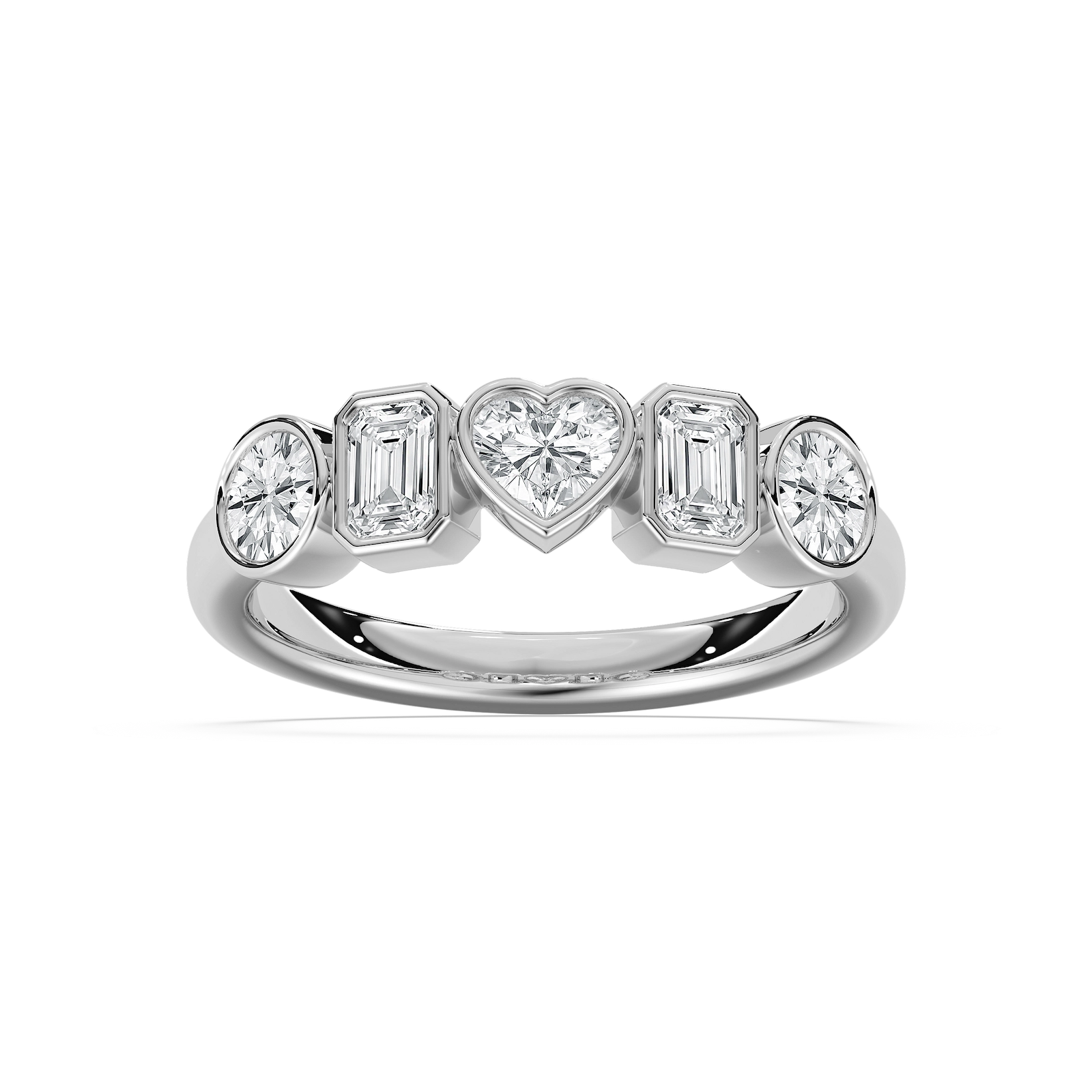 Bezel Mixed Shape 5 Stone Band in Rose Gold