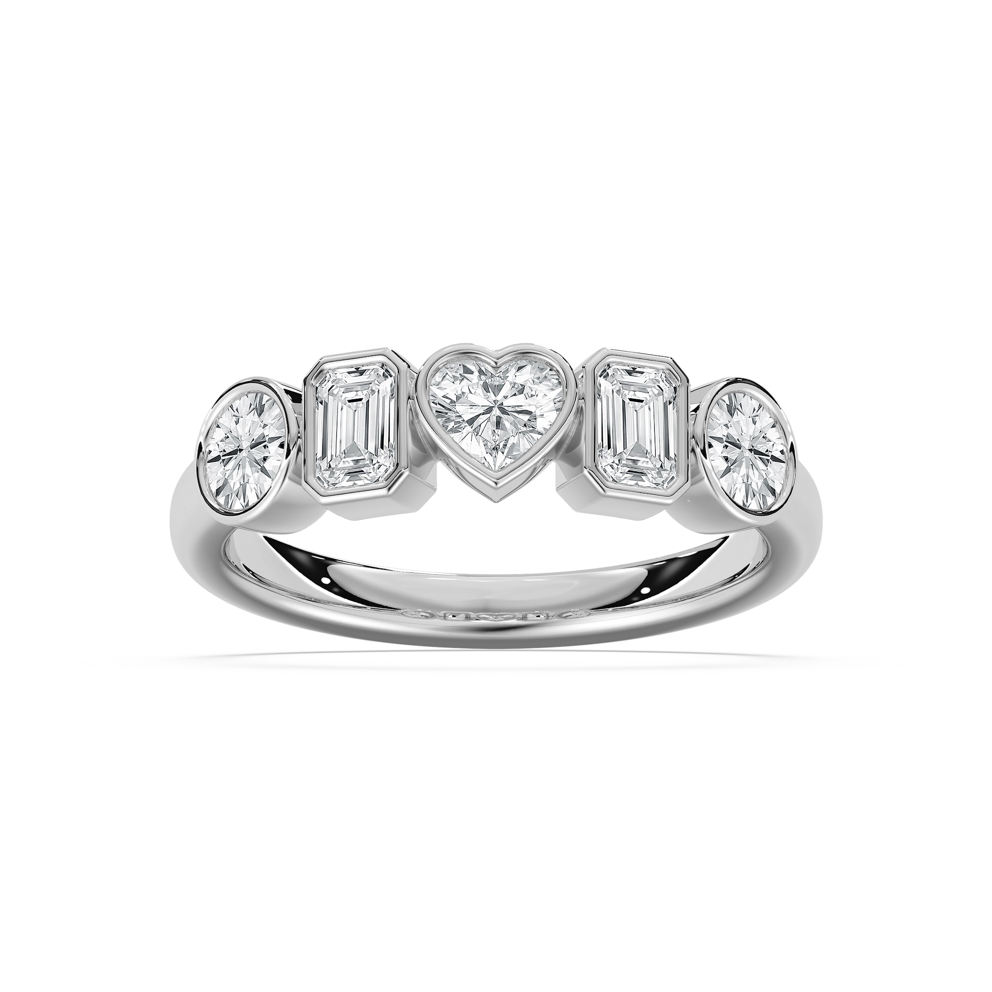 Bezel Mixed Shape 5 Stone Band in Rose Gold