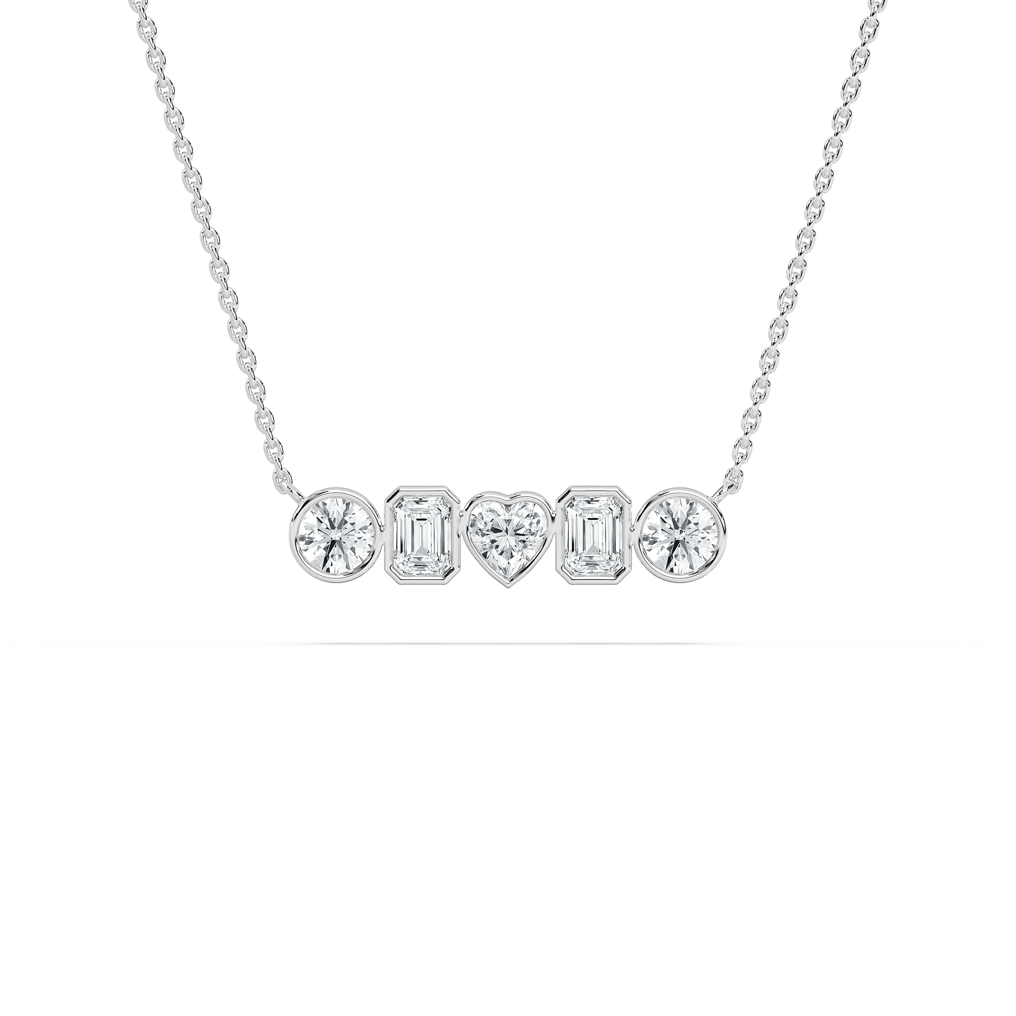 Bezel Mixed Shapes Pendant in 14K White Gold