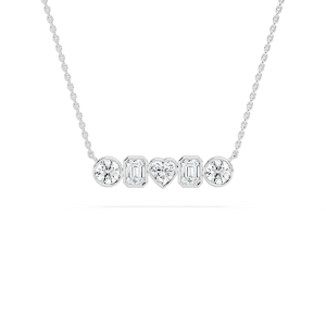 Bezel Mixed Shapes Pendant in 14K White Gold