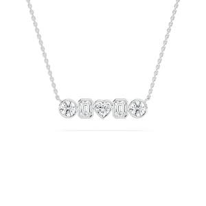 Bezel Mixed Shapes Pendant in 14K White Gold