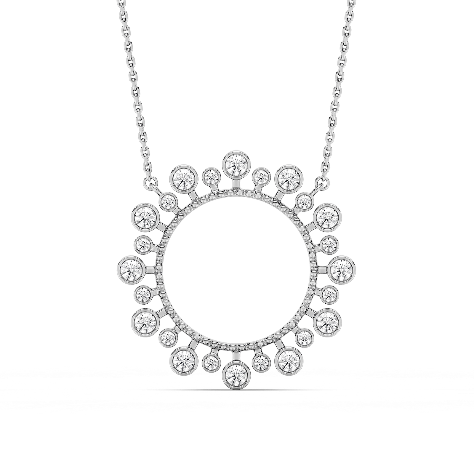 5/8 ctw Round Lab Grown Diamond Bezel Starburst Pendant  - 18 Inches