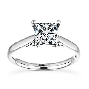  solitaire engagement ring 1.0ct Princess cut Lab-Grown Diamond in recycled 14K white gold