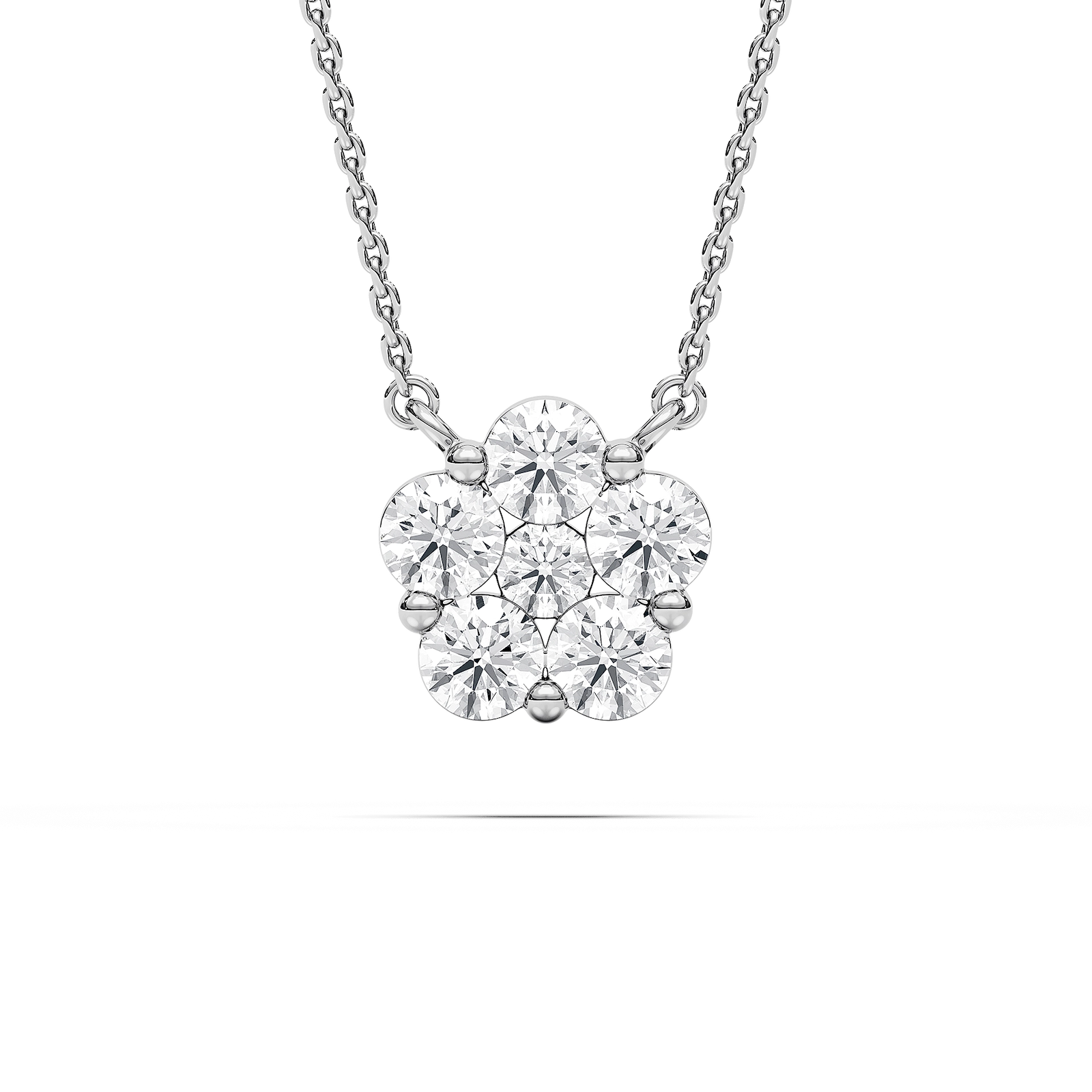 1 ctw Round Lab Grown Diamond Blooming Beauty Flower Pendant  - 18 Inches
