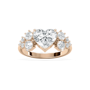 Rosemary 2 ¾ ctw Heart and Round Lab Grown Diamond Diamond Accent Side Stone Engagement Ring