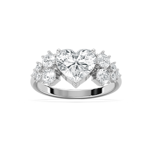 Rosemary 2 ¾ ctw Heart and Round Lab Grown Diamond Diamond Accent Side Stone Engagement Ring