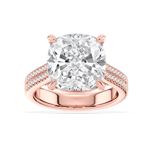 Brandy 10 ²⁄₅ ctw Cushion Lab Grown Diamond Double Row Side Stone Engagement Ring - Signature Collection