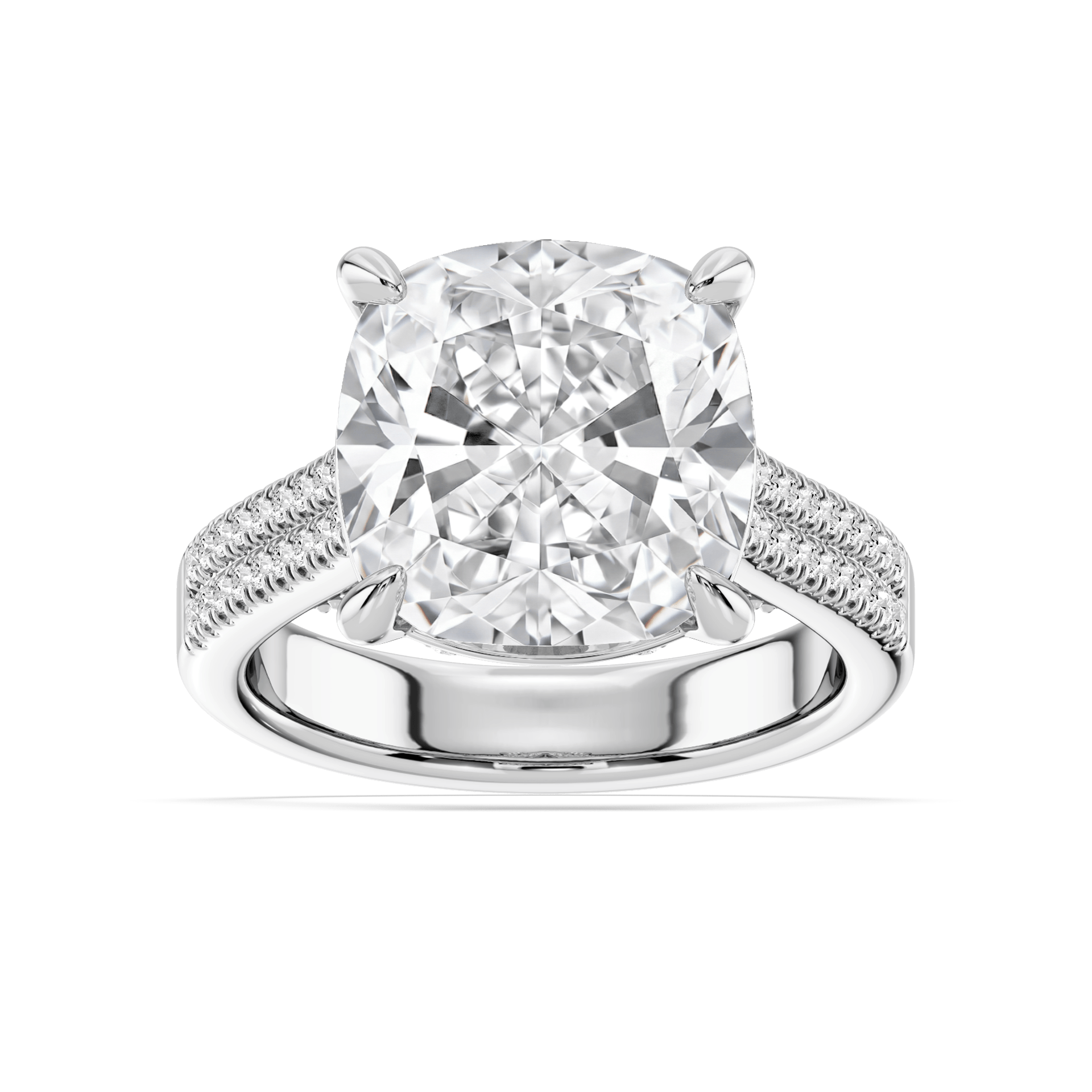 Brandy 10 ²⁄₅ ctw Cushion Lab Grown Diamond Double Row Side Stone Engagement Ring - Signature Collection
