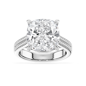 Brandy 10 ²⁄₅ ctw Cushion Lab Grown Diamond Double Row Side Stone Engagement Ring - Signature Collection