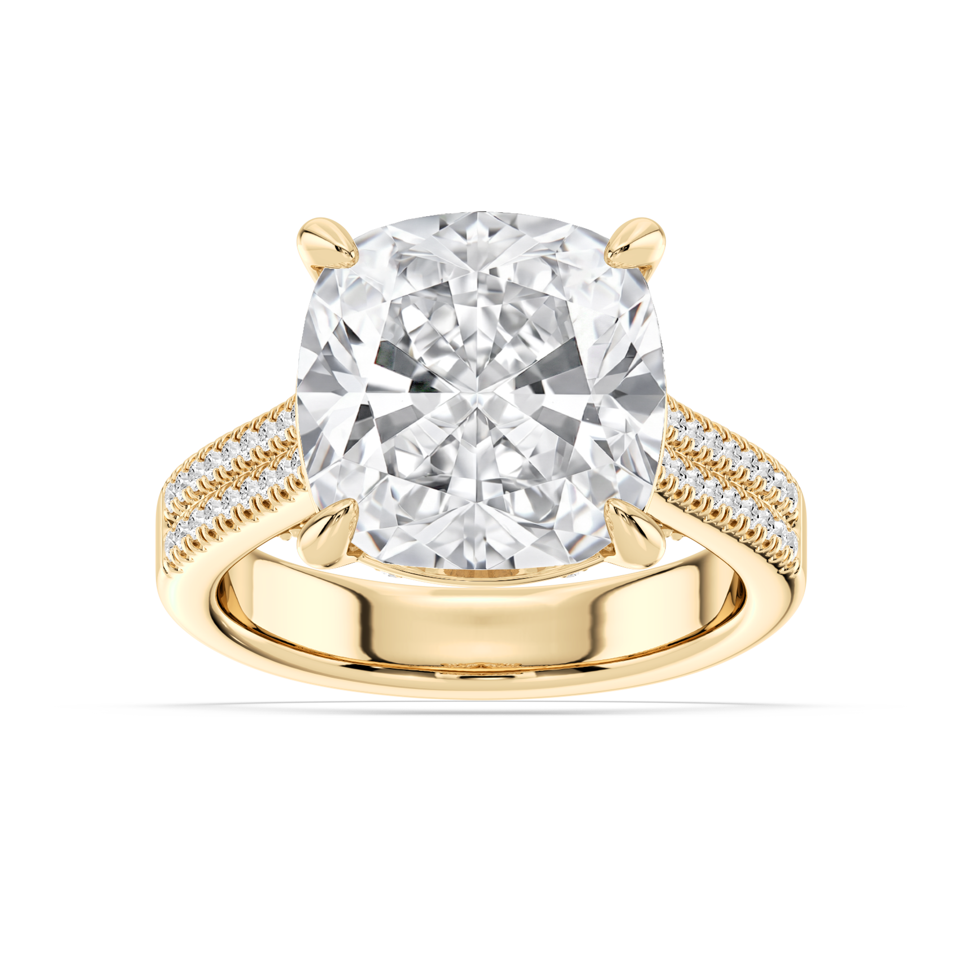Brandy 10 ²⁄₅ ctw Cushion Lab Grown Diamond Double Row Side Stone Engagement Ring - Signature Collection