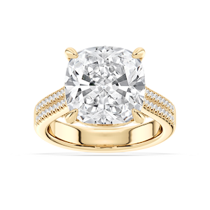 Brandy 10 ²⁄₅ ctw Cushion Lab Grown Diamond Double Row Side Stone Engagement Ring - Signature Collection