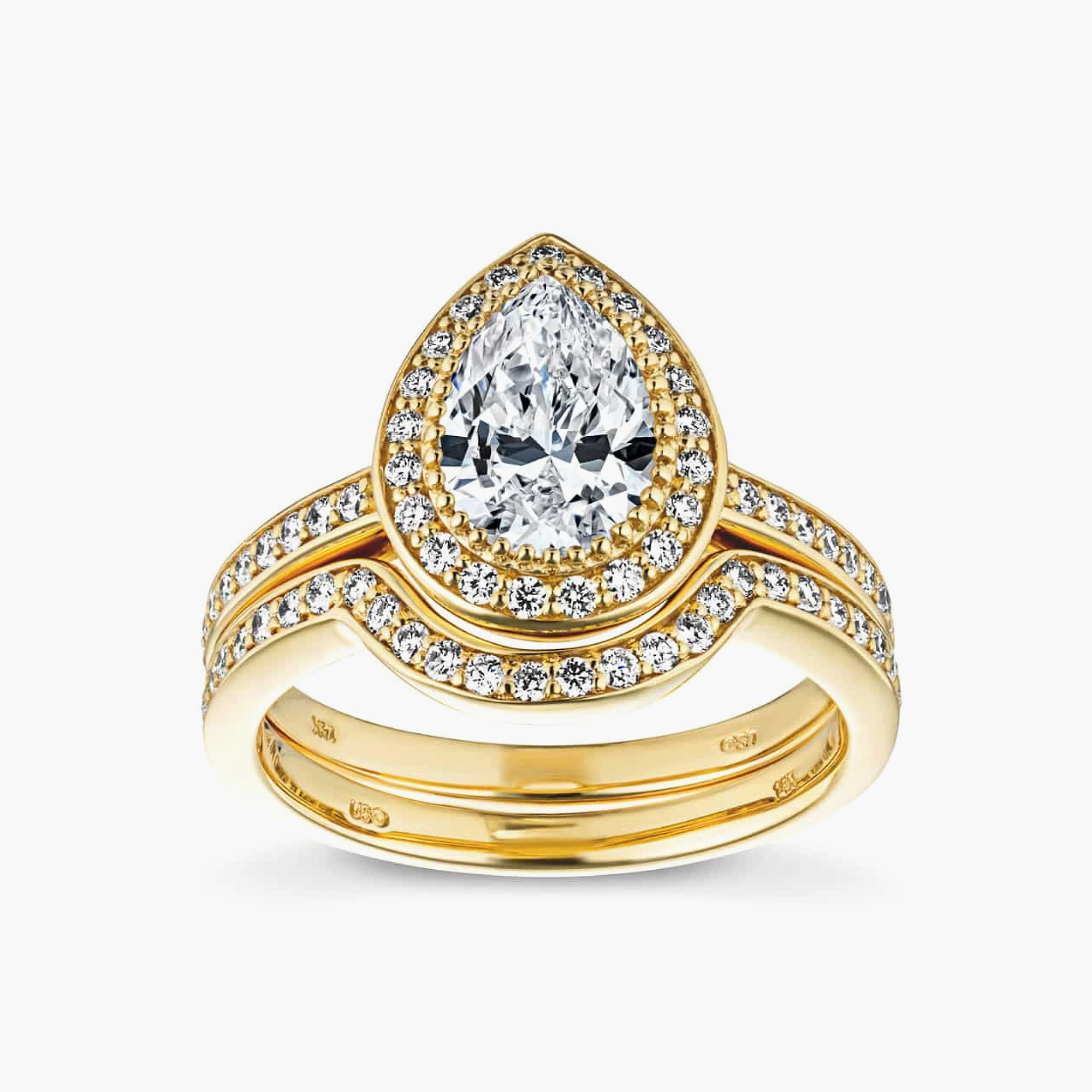 Katherine Lab Grown Diamond Halo Beaded Prong Wedding Set