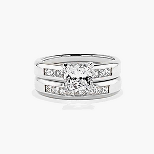 1.5ct Princess Cut Diamond Hybrid® Melanie Wedding Set (RTS)