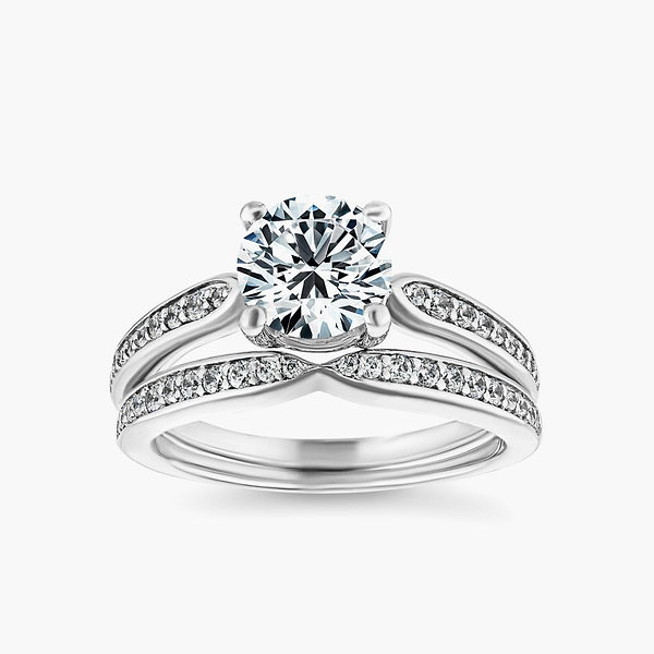 Porsha Lab Grown Diamond Tapered Channel Wedding Set - MiaDonna