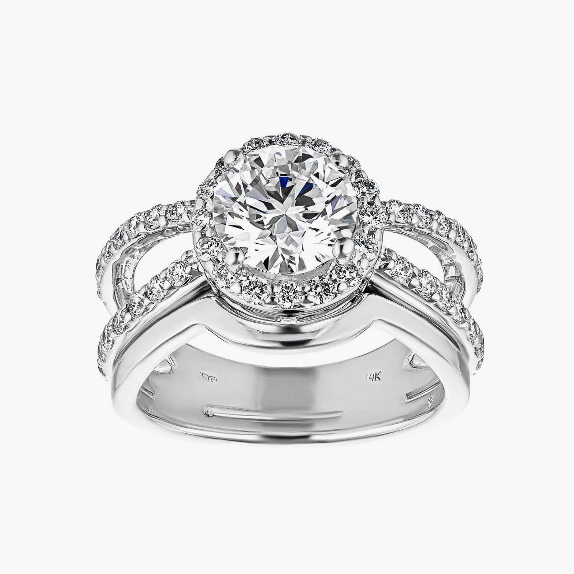 Coco Lab Grown Diamond Halo Split Shank Wedding Set