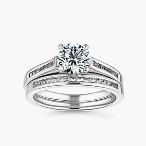 Hazel Lab Grown Diamond Cathedral Channel Wedding Set - MiaDonna
