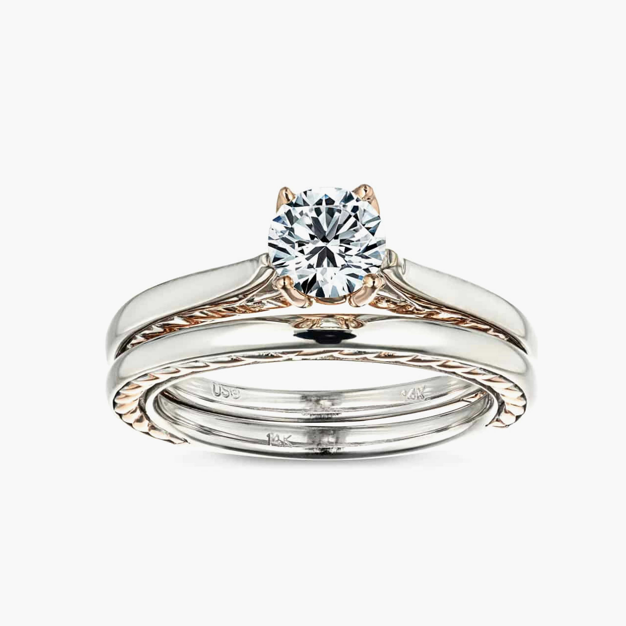 Burnside Two Tone Wedding Ring Set