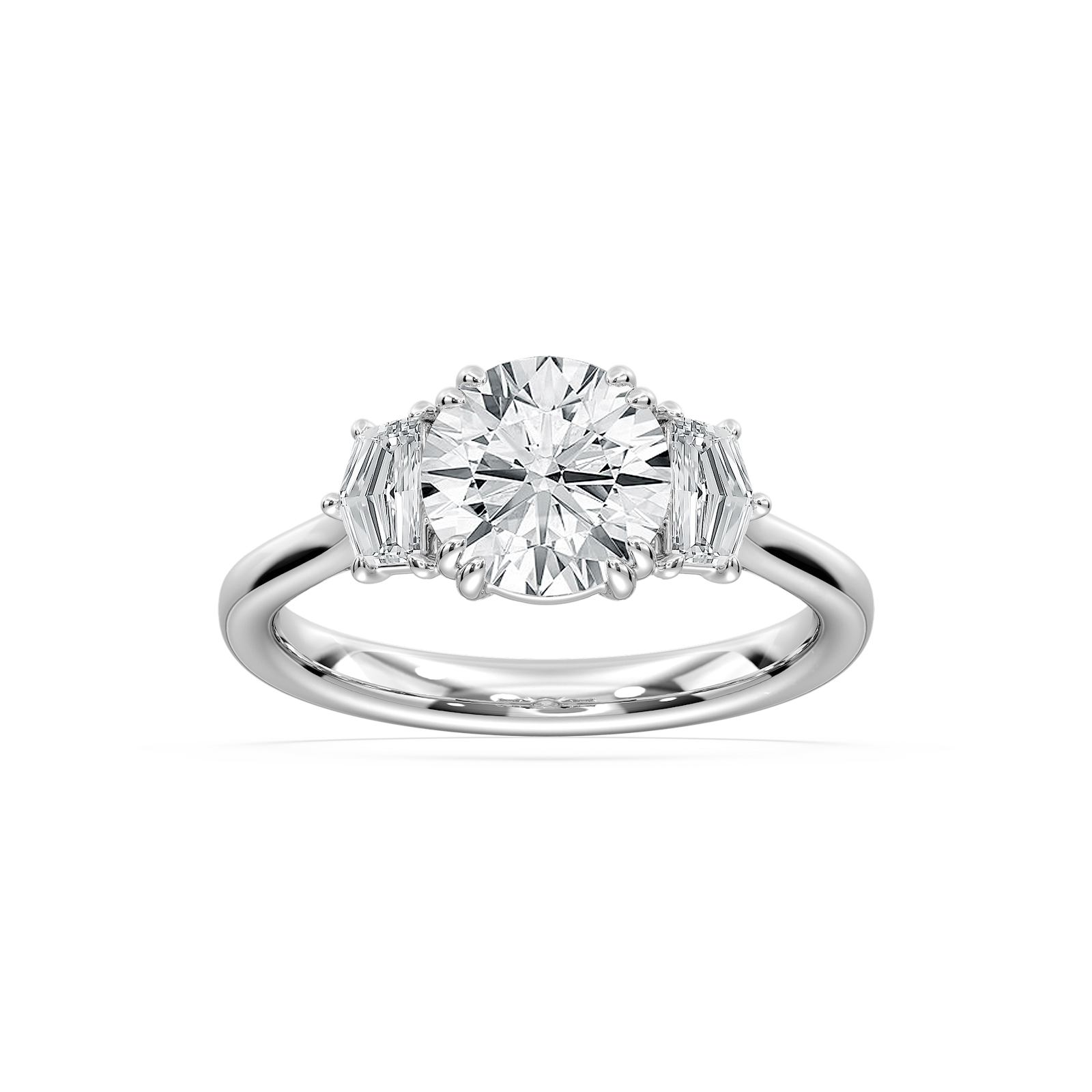 Caydn Round Three Stone Ring in Rose Gold