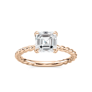 Cali Asscher Lab Grown Diamond Rope Solitaire Engagement Ring
