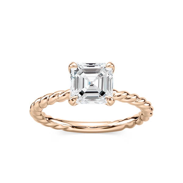 Cali Asscher Lab Grown Diamond Rope Solitaire Engagement Ring