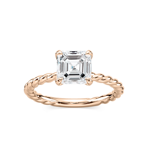 Cali Asscher Lab Grown Diamond Rope Solitaire Engagement Ring