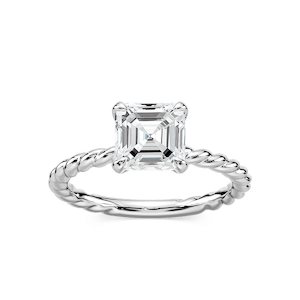 Cali Asscher Lab Grown Diamond Rope Solitaire Engagement Ring