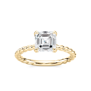 Cali Asscher Lab Grown Diamond Rope Solitaire Engagement Ring