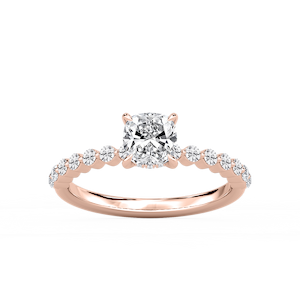 Callie Cushion Lab Grown Diamond Single Shared Prong Hidden Halo Engagement Ring