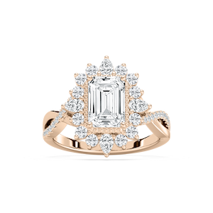 Calliope 2 ³⁄₄ ctw Emerald Lab Grown Diamond Milgrain Vintage Halo Engagement Ring