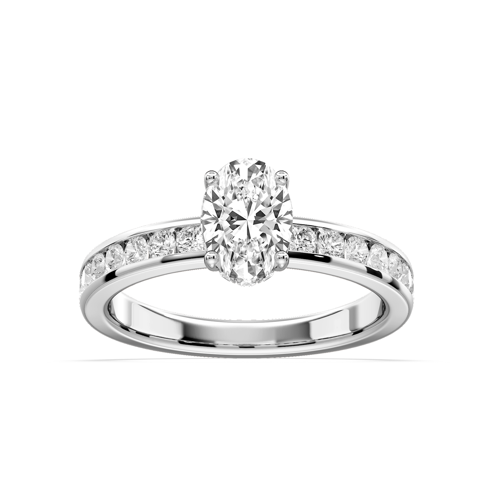 Candice Oval Lab Grown Diamond Channel Set Hidden Halo Engagement Ring