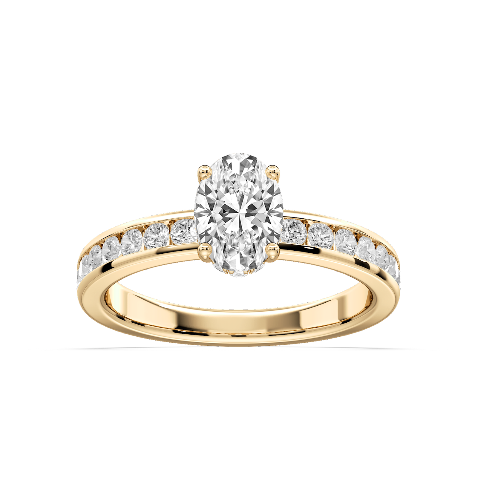 Candice Oval Lab Grown Diamond Channel Set Hidden Halo Engagement Ring