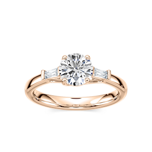 Carma Lab Grown Diamond Tapered Baguette Sides Three Stone Engagement Ring