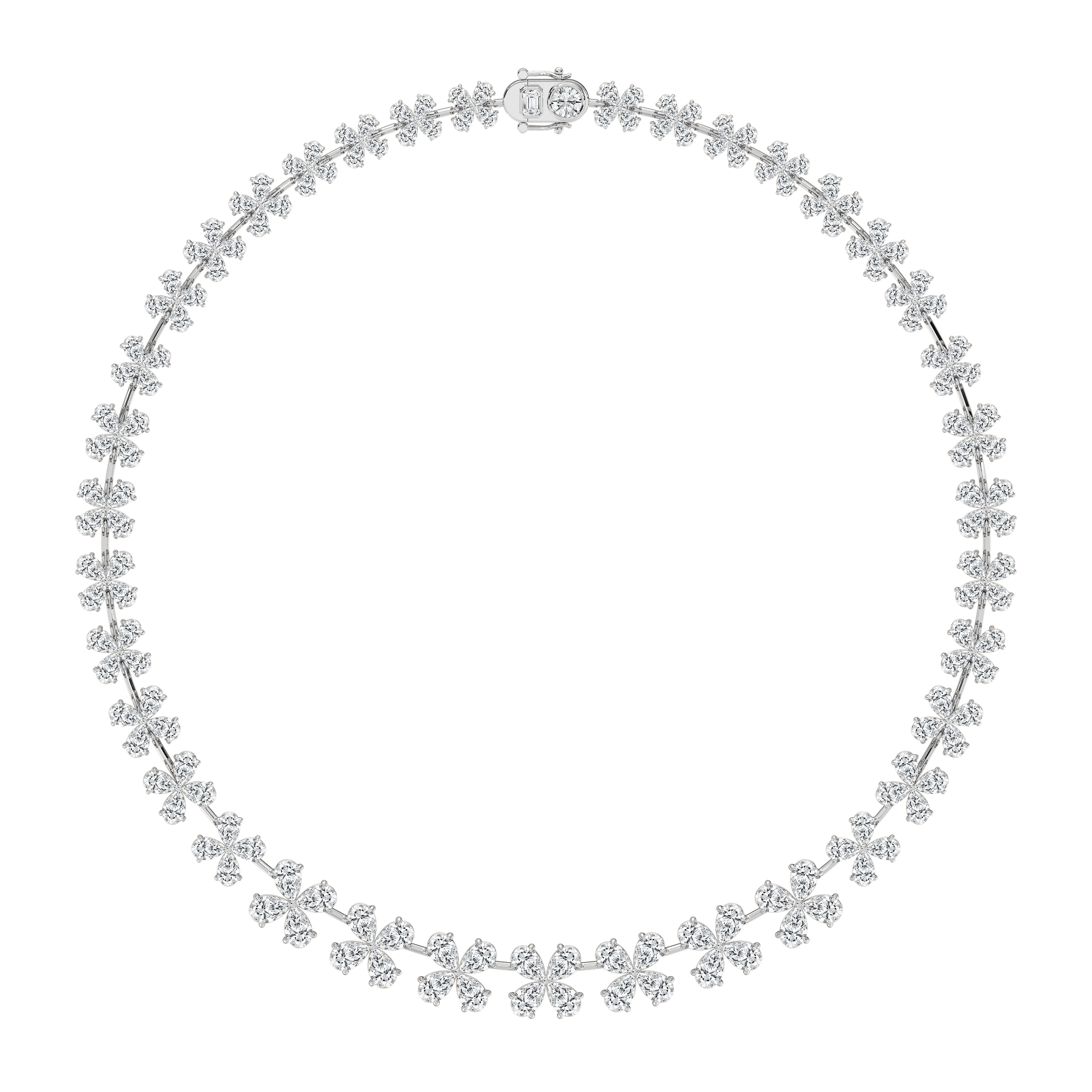 Cascading Pear Diamond Collar Necklace in Rose Gold