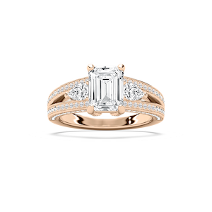 Cassie 3 ¹⁄₆ ctw Emerald Lab Grown Diamond Royal Split Shank Side Stone Engagement Ring