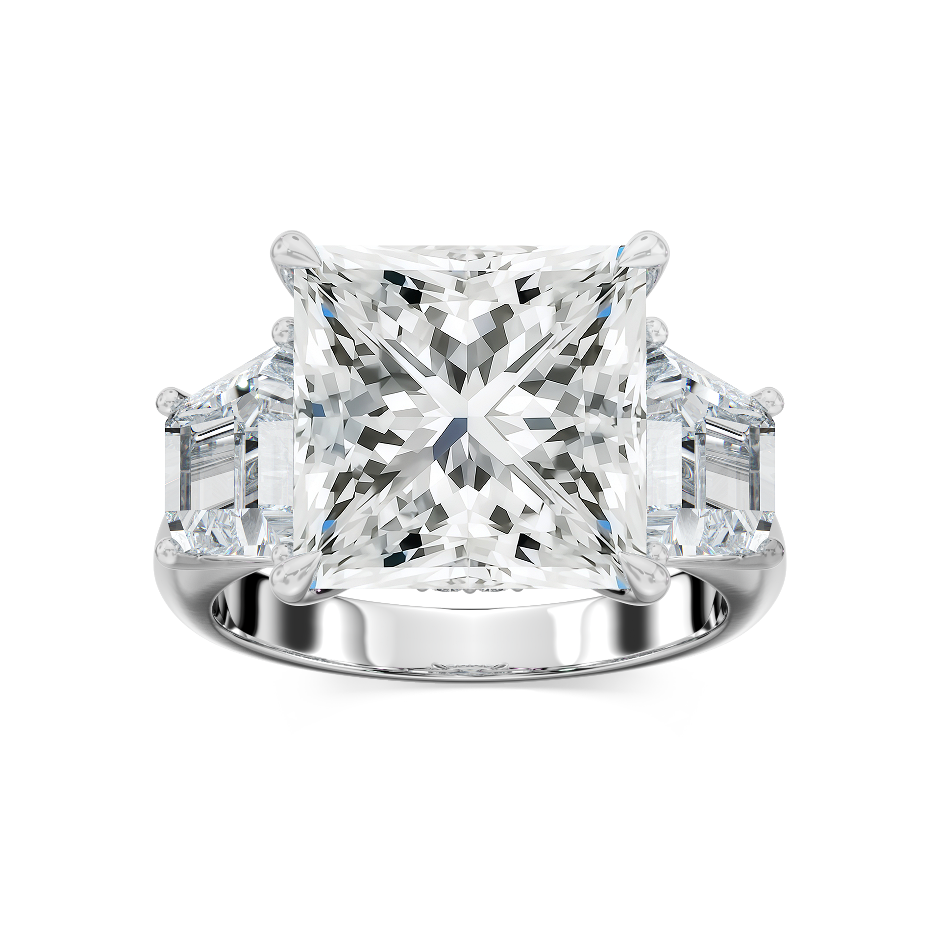 Catherine 12 ctw Princess Lab Grown Diamond Three Stone Engagement Ring - Signature Collection