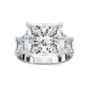 Catherine 12 ctw Princess Lab Grown Diamond Three Stone Engagement Ring - Signature Collection